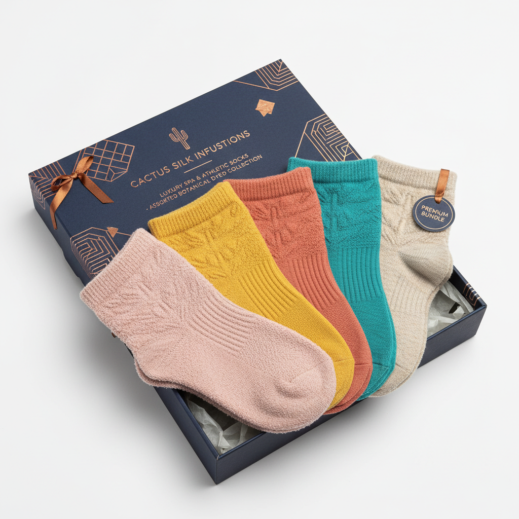 Assorted color cactus sock bundle