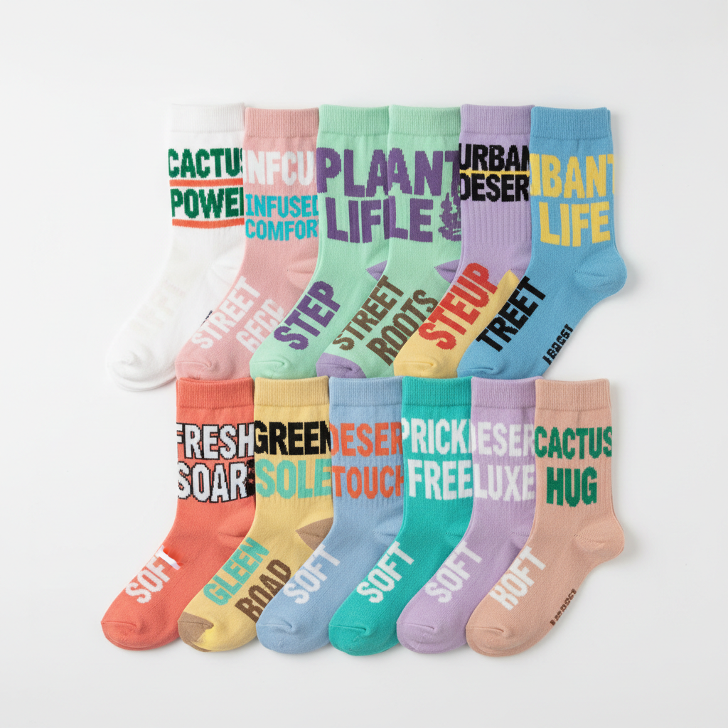 Desert Comfort Socks 6-Pack with Large Wording