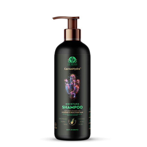 CactusHydra Moisture Shampoo bottle by LiveMasVida Beauty — sulfate-free cactus and aloe hydrating shampoo for dry hair