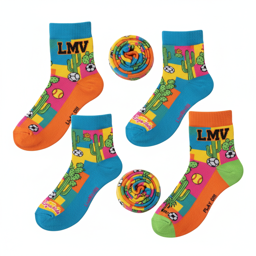 Kids' sporty socks with LiveMasVida logo