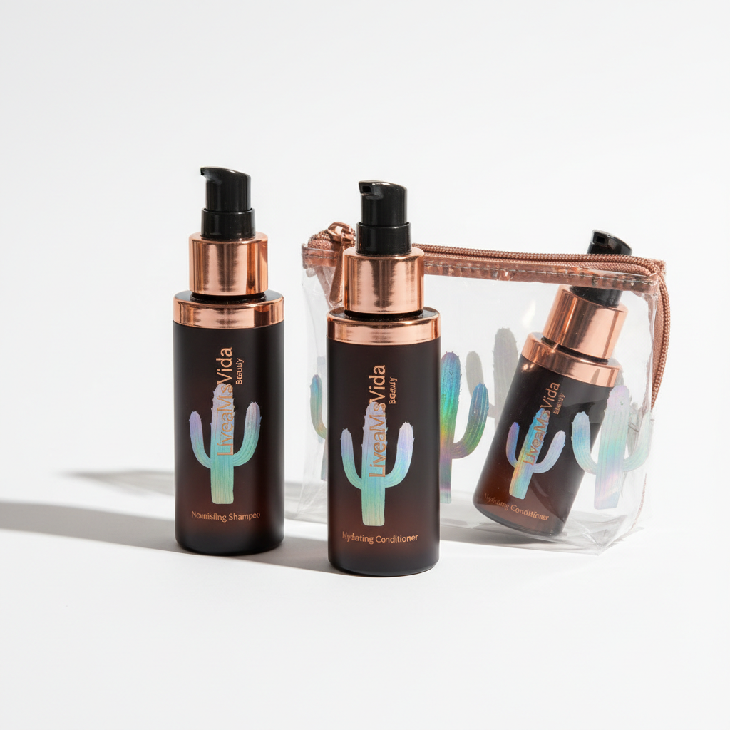 Travel Minis Kit with LiveMasVida Beauty branding